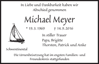 Traueranzeige von Michael Meyer von Kieler Nachrichten / Segeberger Zeitung