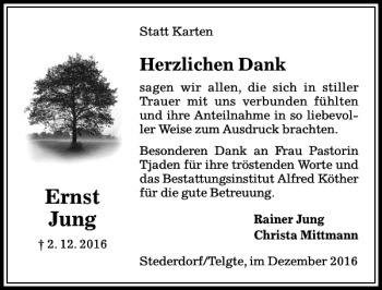 Traueranzeige von Ernst Trd Jung von Peiner Allgemeine Zeitung