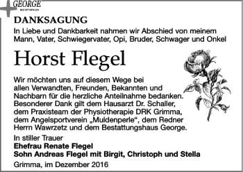 Traueranzeige von Horst Flegel von Leipziger Volkszeitung