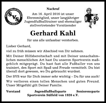 Traueranzeige von Gerhard Kahl von Kieler Nachrichten / Segeberger Zeitung