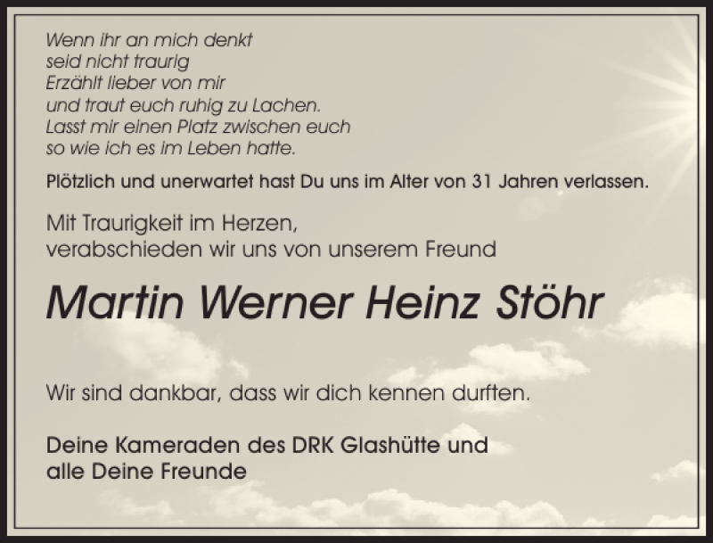  Traueranzeige für Martin Werner Heinz Stöhr vom 22.04.2016 aus Sächsische Zeitung