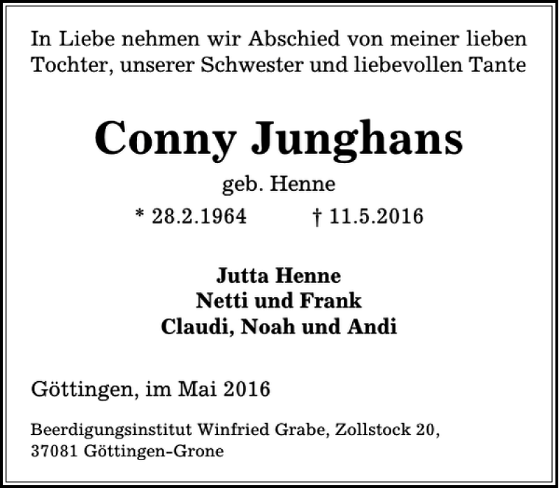 Traueranzeigen von Cornelia Junghans trauer anzeigen.de