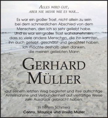 Traueranzeige von Gerhard Müller von Leipziger Volkszeitung