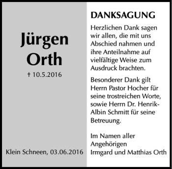 Traueranzeige von Jürgen Orth von Göttinger Tageblatt