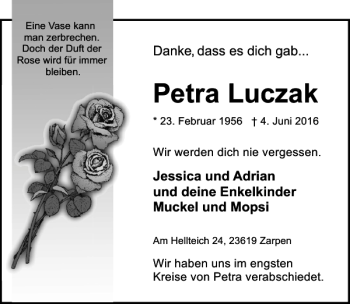 Traueranzeige von Petra Luczak von Lübecker Nachrichten