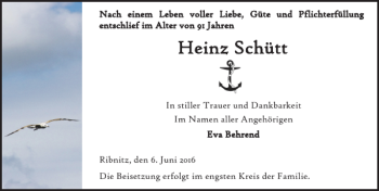 Traueranzeige von Ribnitz im der Im und von Ostsee-Zeitung