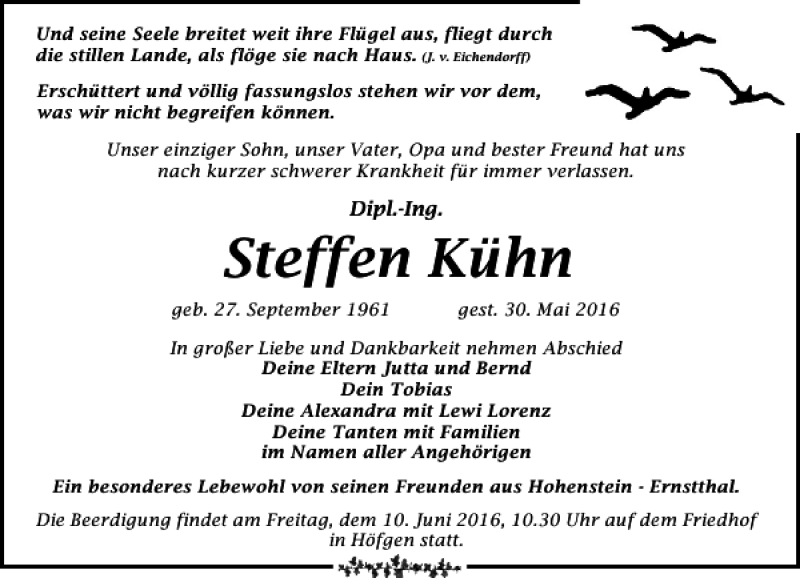  Traueranzeige für Steffen Kühn vom 04.06.2016 aus Leipziger Volkszeitung