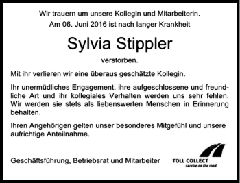 Traueranzeige von Sylvia Stippler von MAZ-Trauer.de