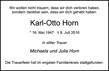 Traueranzeige von Karl-Otto Horn von Lübecker Nachrichten
