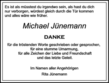 Traueranzeige von Michael Jünemann von MAZ-Trauer.de