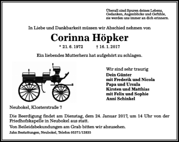 Traueranzeige von Corinna Hoepker von Aller Zeitung / Wolfsburger Allgemeine