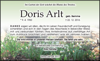 Traueranzeige von Doris Arlt von Torgauer Zeitung