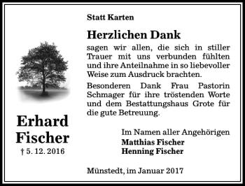 Traueranzeige von Erhard Fischer von Peiner Allgemeine Zeitung