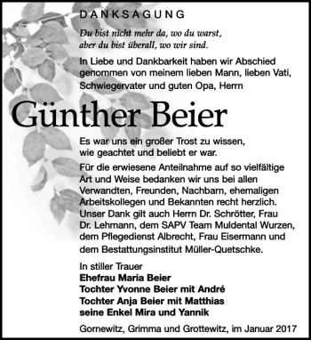 Traueranzeige von Günther Beier von Leipziger Volkszeitung