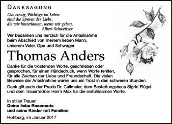 Traueranzeige von Thomas Anders von Leipziger Volkszeitung