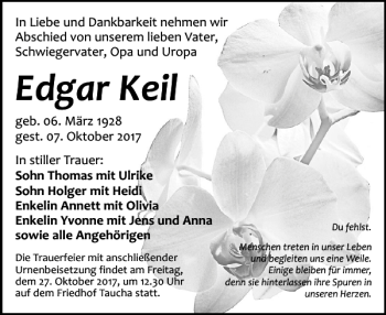 Traueranzeige von Edgar Keil von Leipziger Volkszeitung