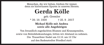 Traueranzeige von Gerda Kölle von HAZ/NP