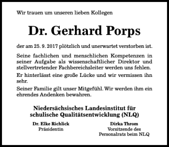 Traueranzeige von Gerhard Porps von HAZ/NP