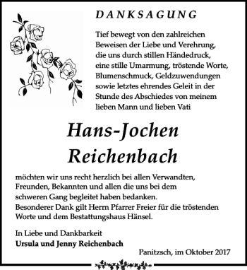 Traueranzeige von Hans-Jochen Reichenbach von Leipziger Volkszeitung