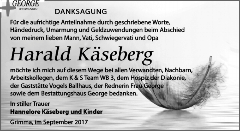 Traueranzeigen Von Harald Käseberg Trauer Anzeigende 