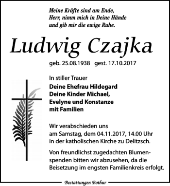 Traueranzeige von Ludwig Czajka von Leipziger Volkszeitung