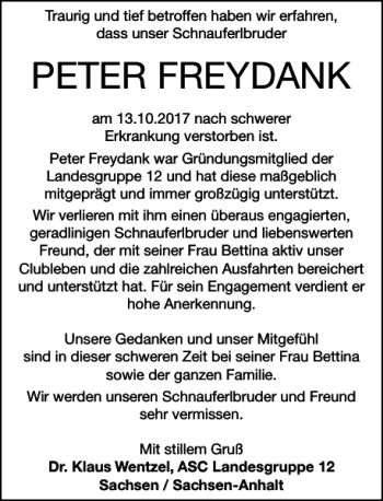 Traueranzeige von PETER FREYDANK von Leipziger Volkszeitung