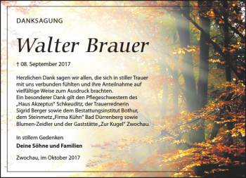 Traueranzeige von Walter Brauer von Leipziger Volkszeitung