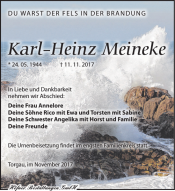 Traueranzeige von Karl-Heinz Meineke von Torgauer Zeitung