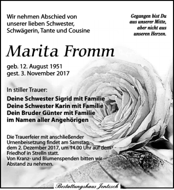 Traueranzeige von Marita Fromm von Torgauer Zeitung