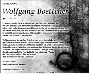 Traueranzeige von Wolfgang Boettcher von Torgauer Zeitung