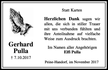 Traueranzeige von gerhard.pdf Pressworks-Pulla von Peiner Allgemeine Zeitung