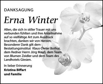 Traueranzeige von Erna Winter von Leipziger Volkszeitung