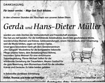 Traueranzeige von Gerda Hans-Dieter Müller von Torgauer Zeitung