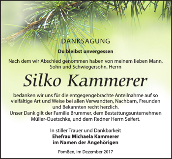 Traueranzeige von Silko Kammerer von Leipziger Volkszeitung