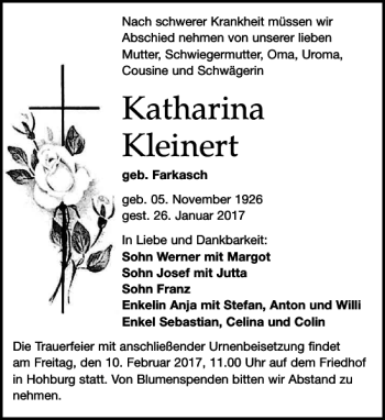 Traueranzeige von Katharina Kleinert von Leipziger Volkszeitung