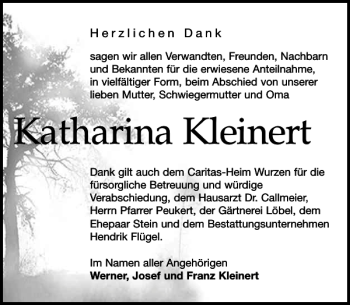 Traueranzeige von Katharina Kleinert von Leipziger Volkszeitung