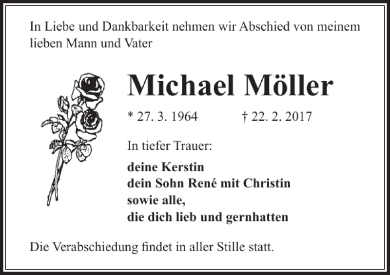 Traueranzeigen von Michael Möllers