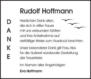 Traueranzeige von Rudolf Hoffmann von Ostsee-Zeitung
