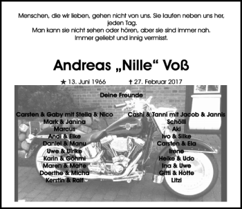 Traueranzeige von Andreas 'Nille' Voß von Aller Zeitung / Wolfsburger Allgemeine