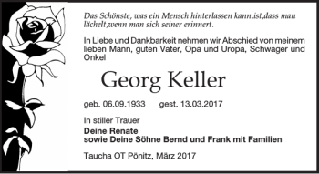 Traueranzeige von Georg Keller von Leipziger Volkszeitung