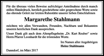 Traueranzeige von Margarethe Stahlmann von Aller Zeitung / Wolfsburger Allgemeine