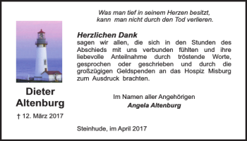 Traueranzeige von Dieter Altenburg von HAZ/NP