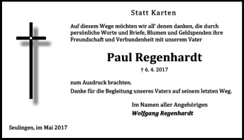 Traueranzeige von Paul Regenhardt von Göttinger Tageblatt