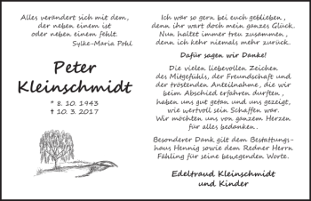 Traueranzeige von Peter Kleinschmidt von Ostsee-Zeitung