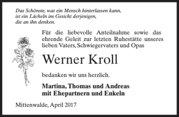 Traueranzeige von Werner Kroll von MAZ-Trauer.de