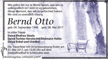 Traueranzeige von Bernd Otto von Leipziger Volkszeitung