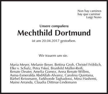 Traueranzeige von Mechthild Dortmund von HAZ/NP