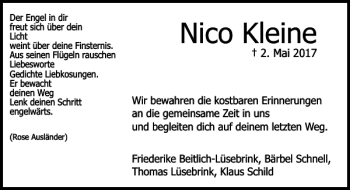 Traueranzeige von Nico Kleine von Göttinger Tageblatt