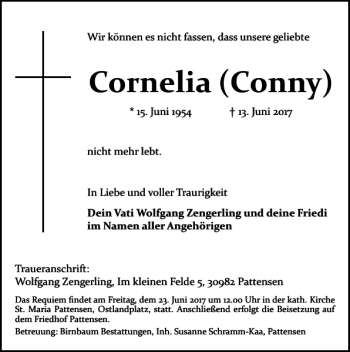 Traueranzeige von Cornelia (conny) von HAZ/NP