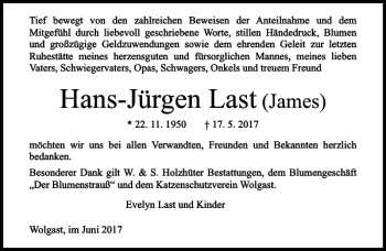 Traueranzeige von Hans-Jürgen  von Ostsee-Zeitung